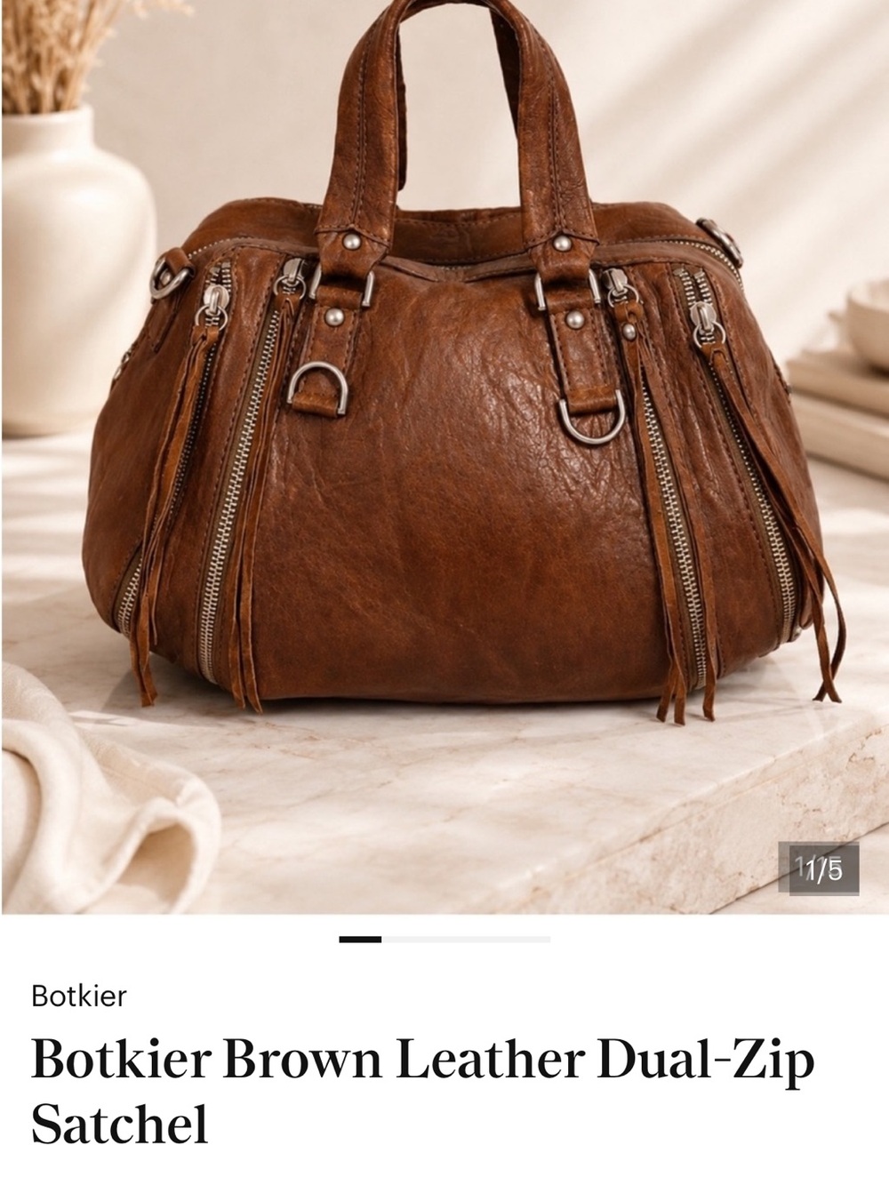 Botkier Brown Leather Dual-Zip Satchel